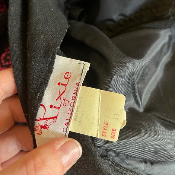 60s Vintage Pixie of California Fit and Flare Midi Dress w Woven Skirt - Picture 5 of 11